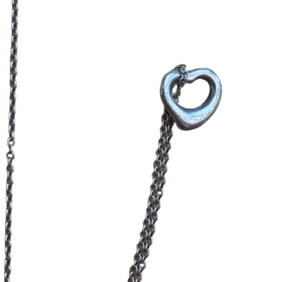 TIFFANY&CO. Silver 925 Elsa Peretti Open Small Heart Pendant Necklace - Picture 2 of 5